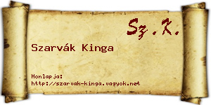 Szarvák Kinga névjegykártya
